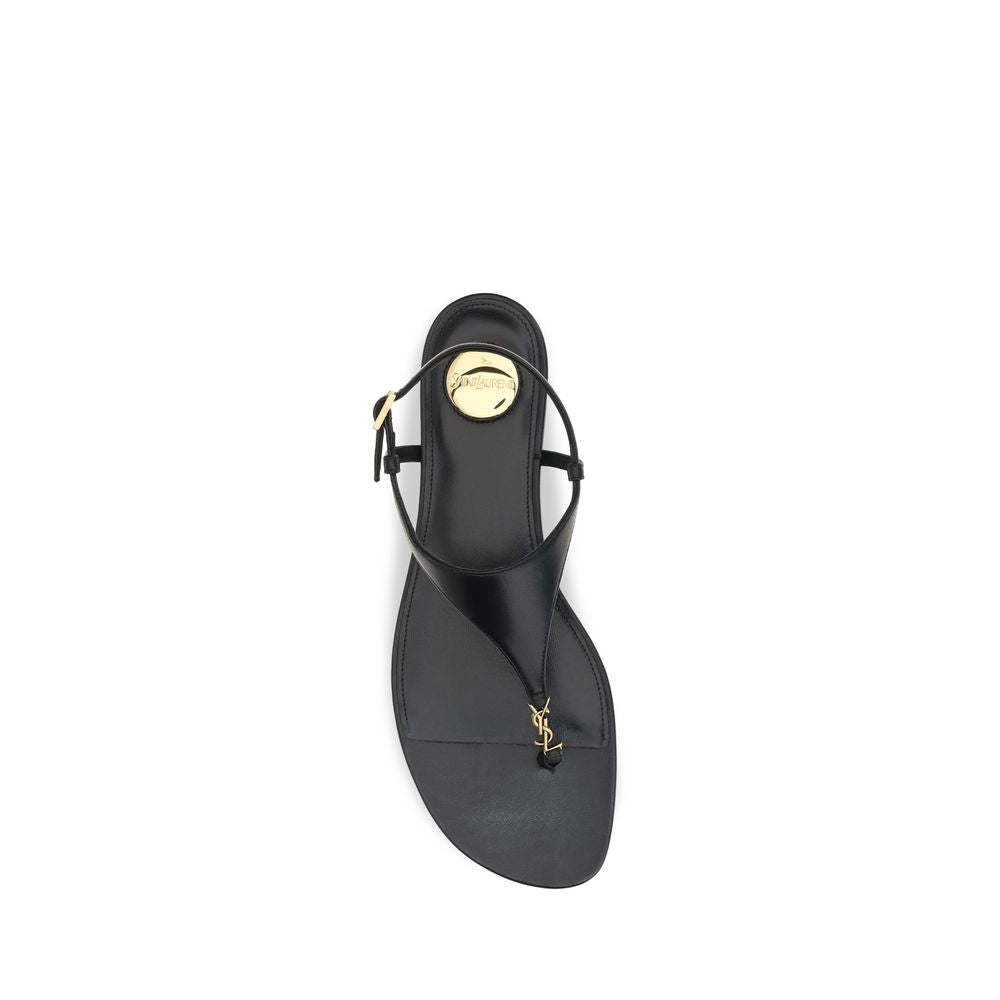 Saint Laurent Schwarze Bos Taurus Kalbsleder-Sandalen-4