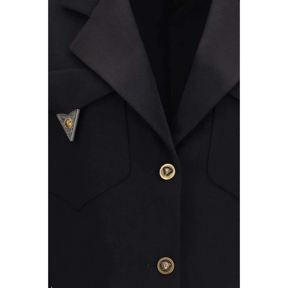 Versace Schwarzer Oves Aries Wollblazer-3