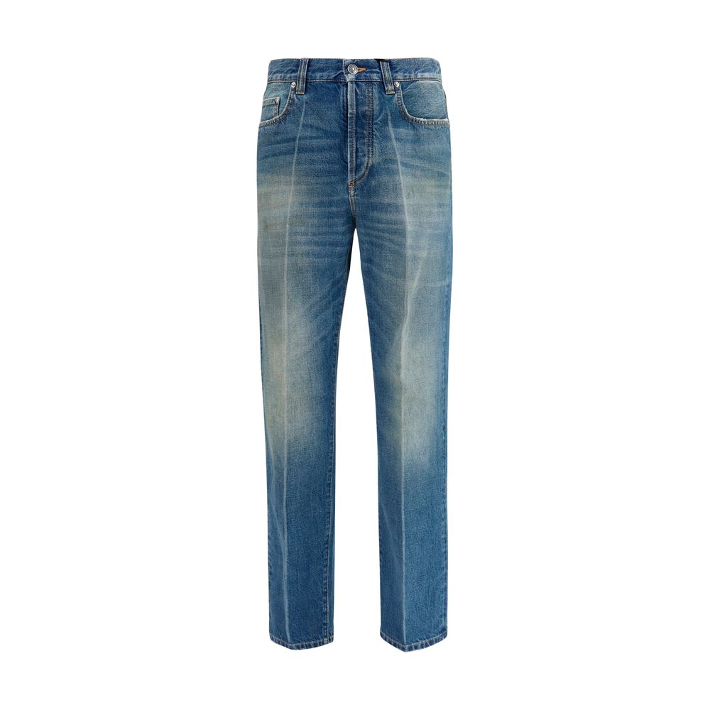 Versace Blaue Jeans aus Baumwolle im geraden Schnitt-1