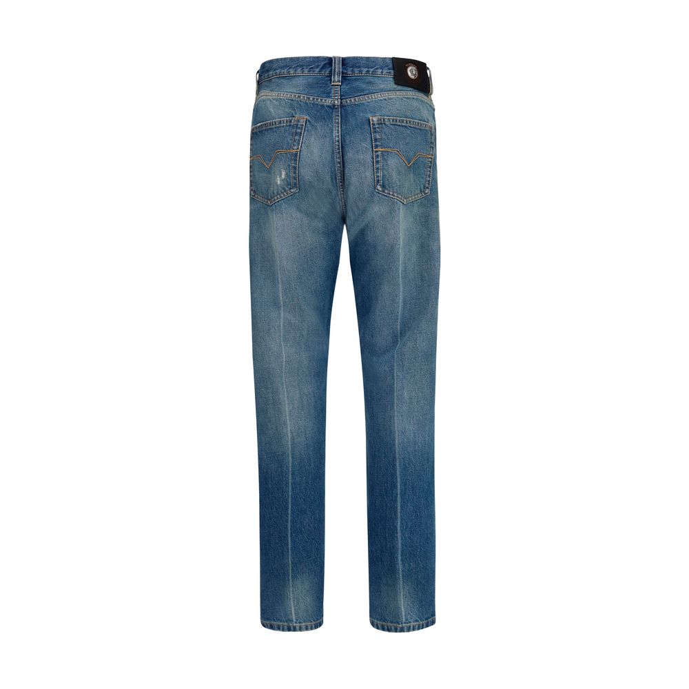 Versace Blaue Jeans aus Baumwolle im geraden Schnitt-2