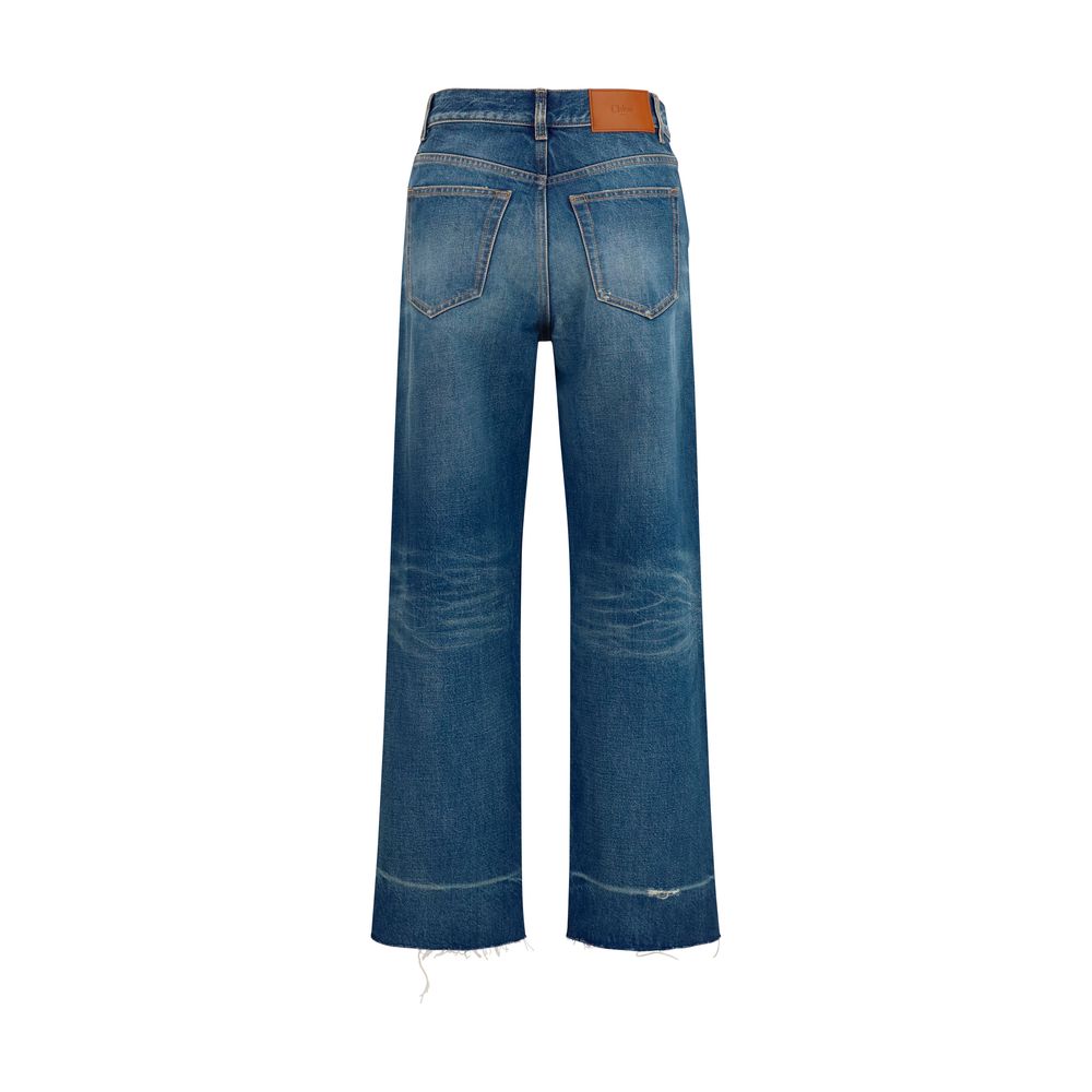 Chloé Blaue Bootcut-Jeans aus Baumwolle-2