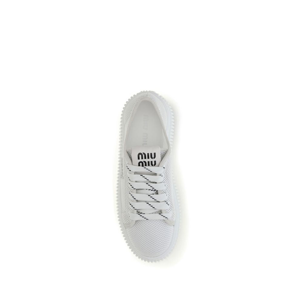 Miu Miu Weiße Plateau-Sneaker aus Polyamid-4