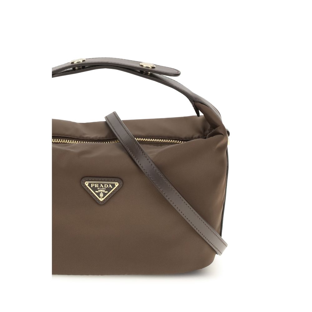 Prada Braune Schultertasche aus recyceltem Polyamid-4