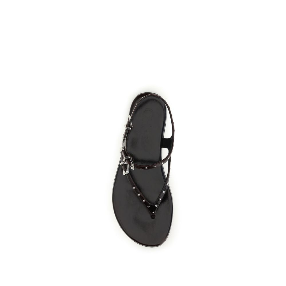 Chloé Schwarze Bos Taurus Kalbsleder-Sandalen-4