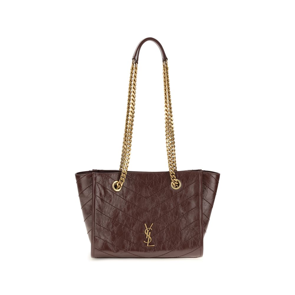 Saint Laurent Braune Kalbsleder Bos Taurus Schultertasche-1