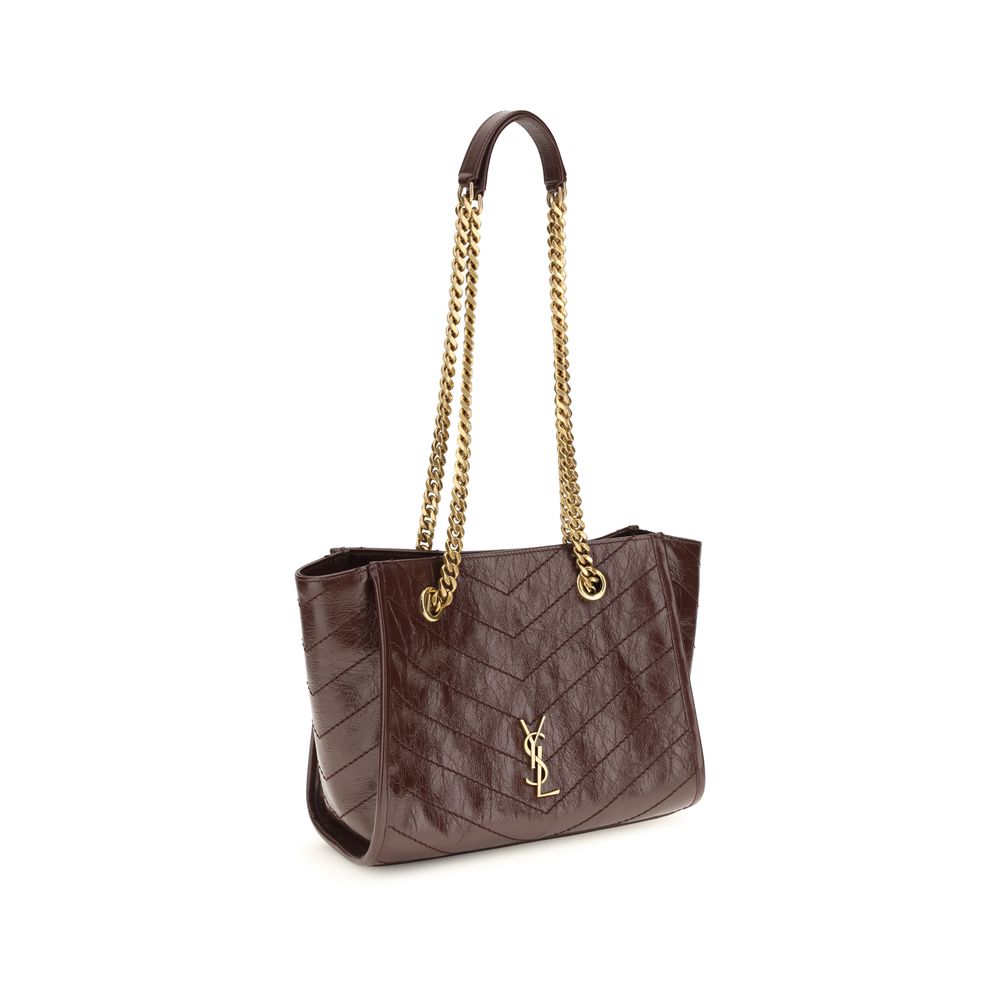 Saint Laurent Braune Kalbsleder Bos Taurus Schultertasche-2