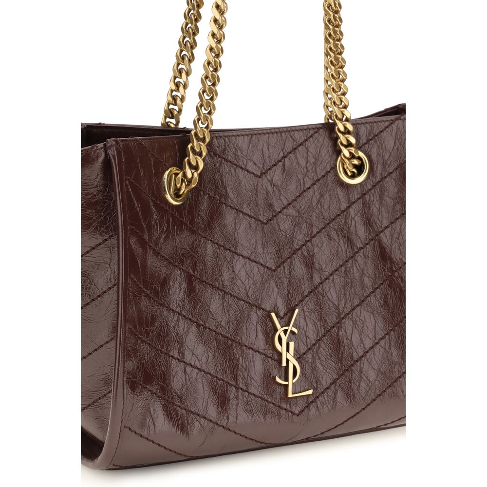 Saint Laurent Braune Kalbsleder Bos Taurus Schultertasche-4
