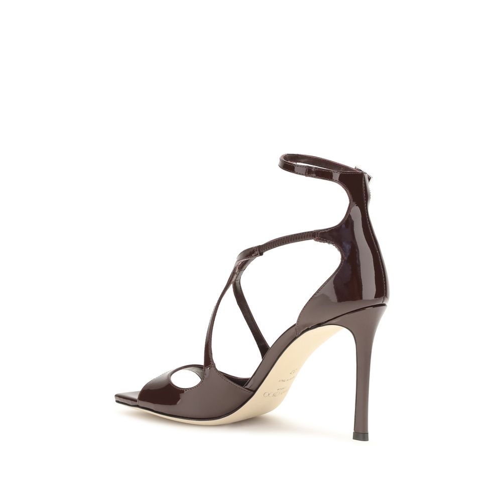 Jimmy Choo Braune Kalbsleder Bos Taurus Stiletto-Sandalen-3