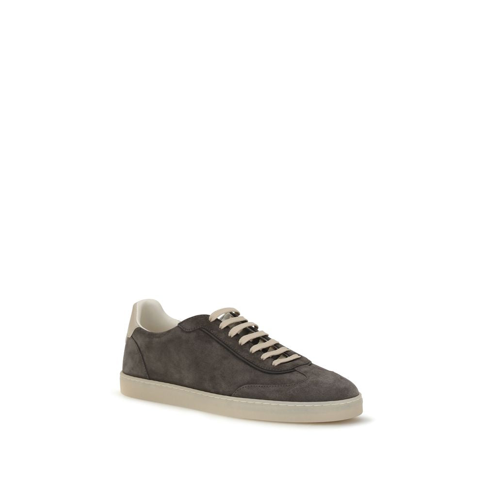 Brunello Cucinelli Graue Bos Taurus Kalbsleder Low-Top-Sneaker-2