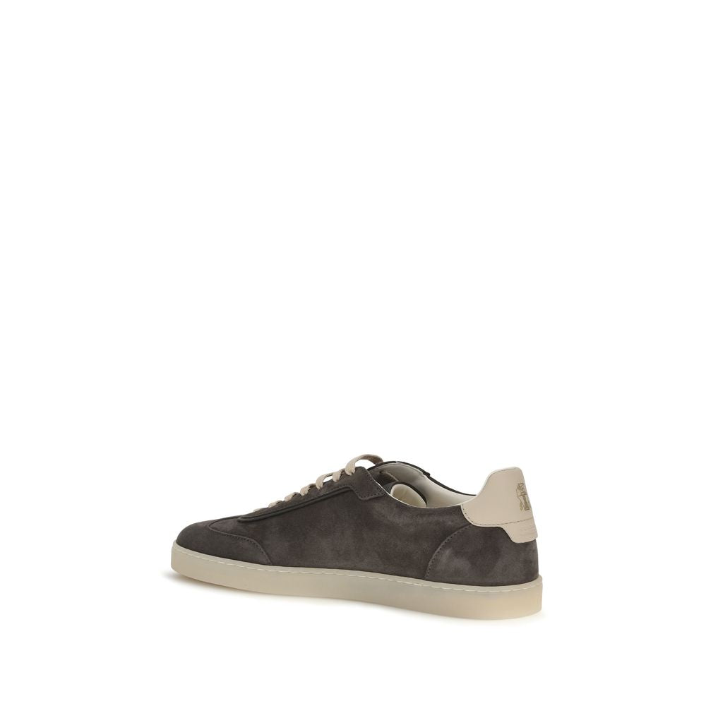 Brunello Cucinelli Graue Bos Taurus Kalbsleder Low-Top-Sneaker-3