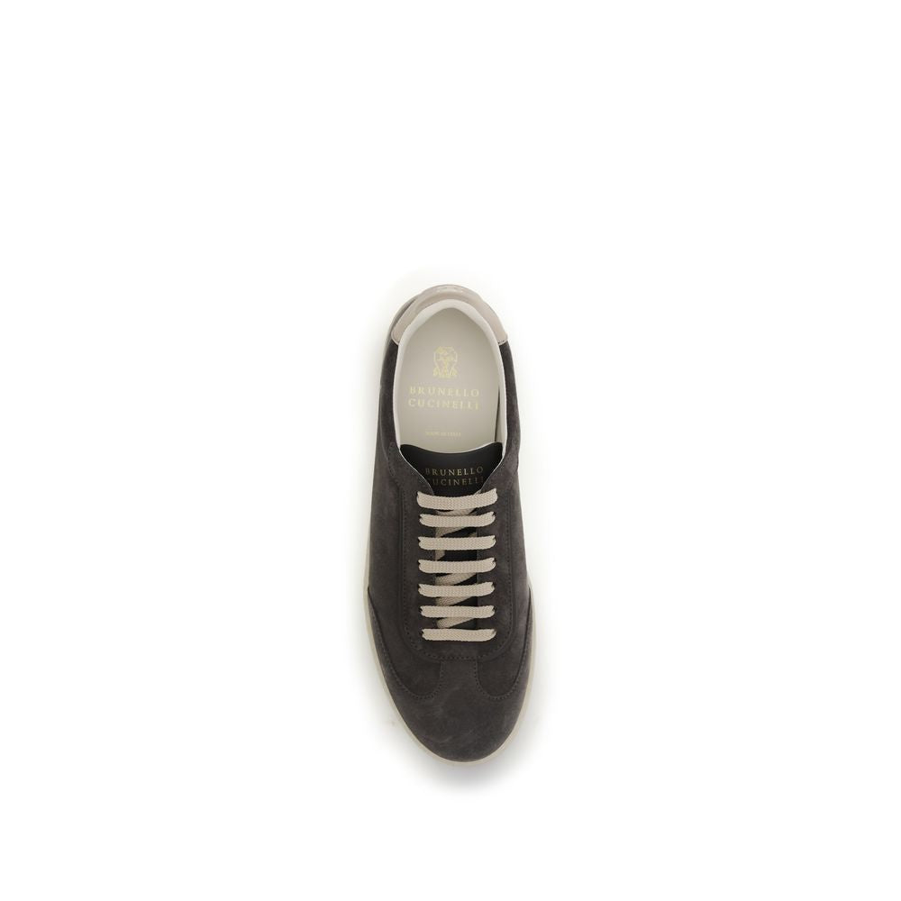 Brunello Cucinelli Graue Bos Taurus Kalbsleder Low-Top-Sneaker-4