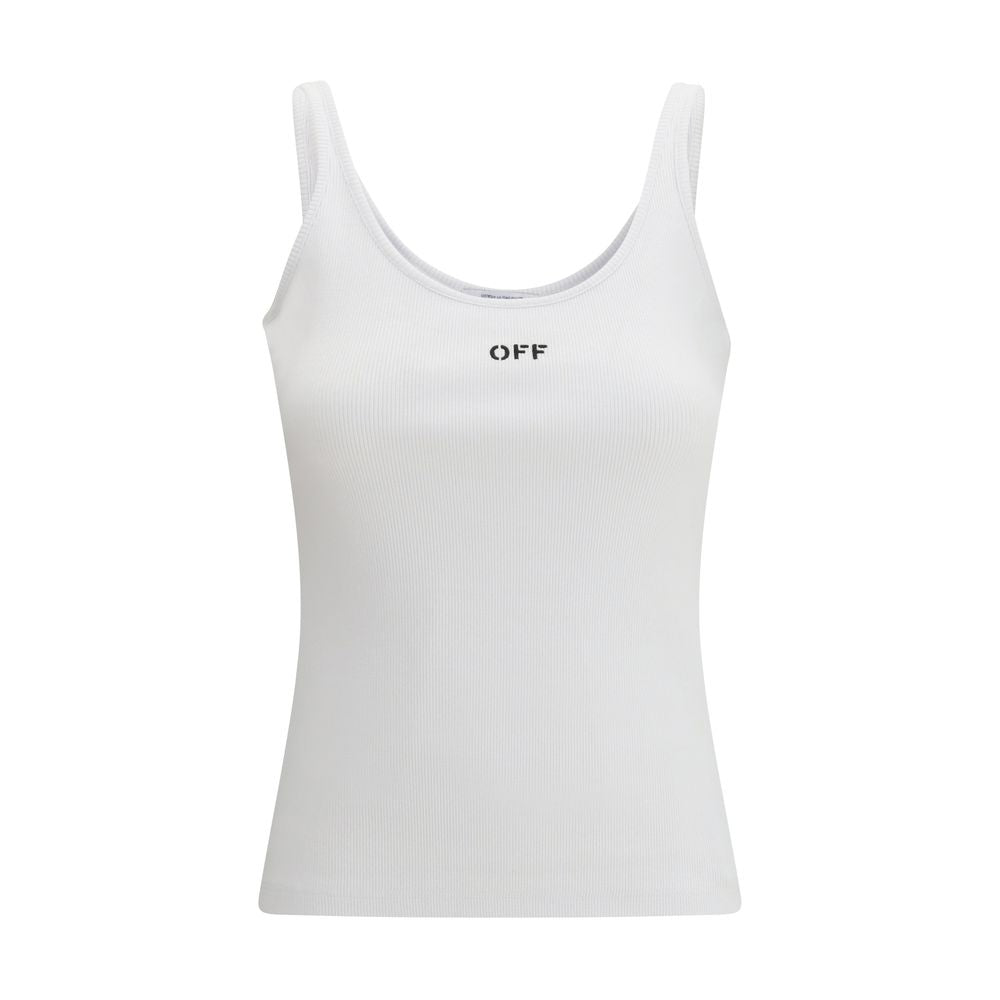 Off-White Weißes ärmelloses Baumwoll-T-Shirt-1
