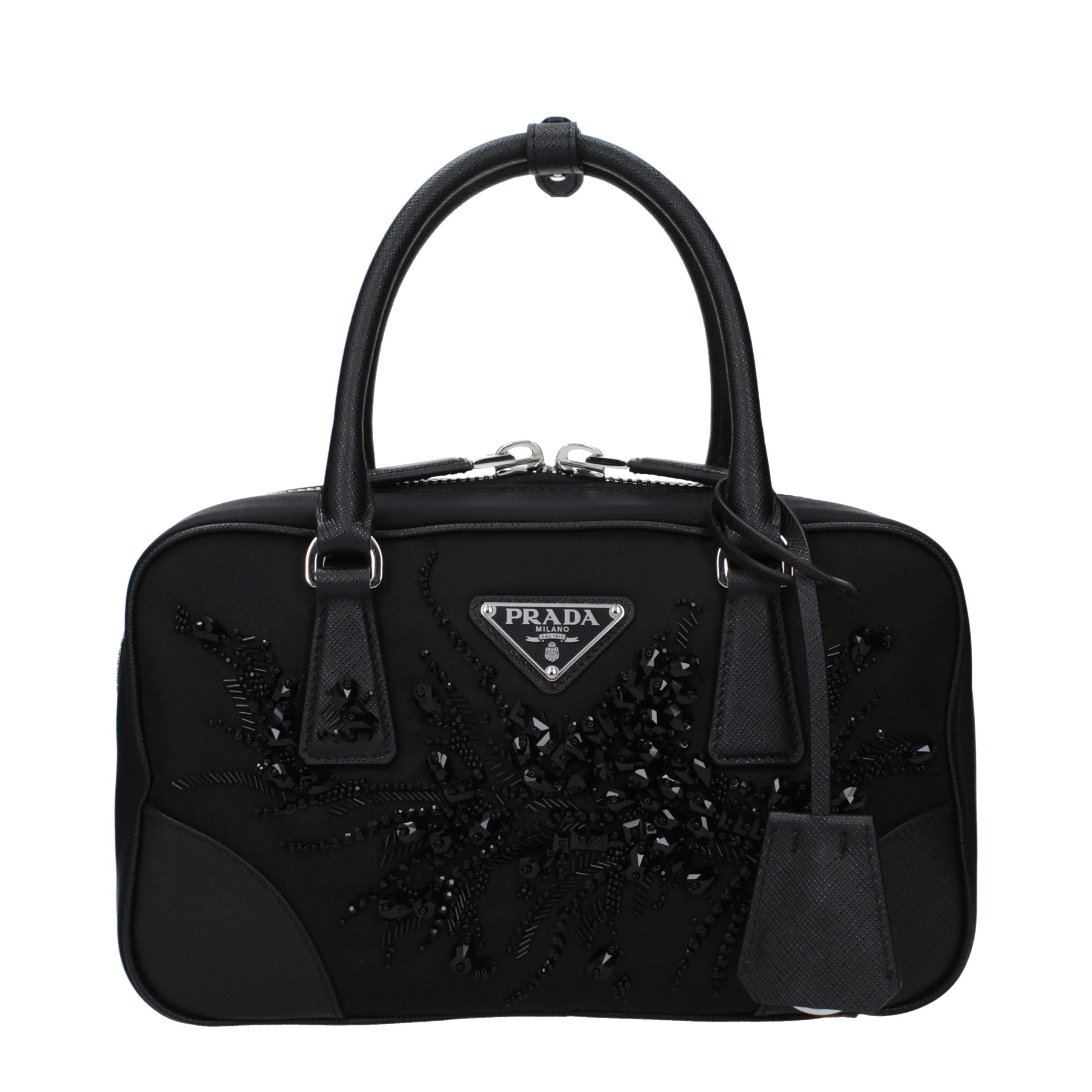 Prada Schwarze Stoffhandtasche-1