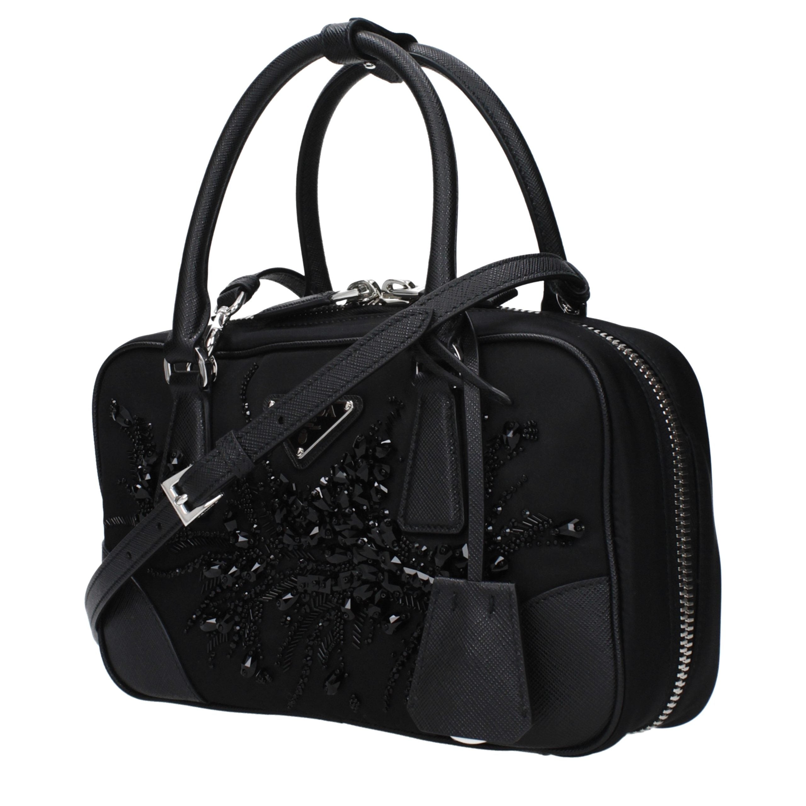 Prada Schwarze Stoffhandtasche-2