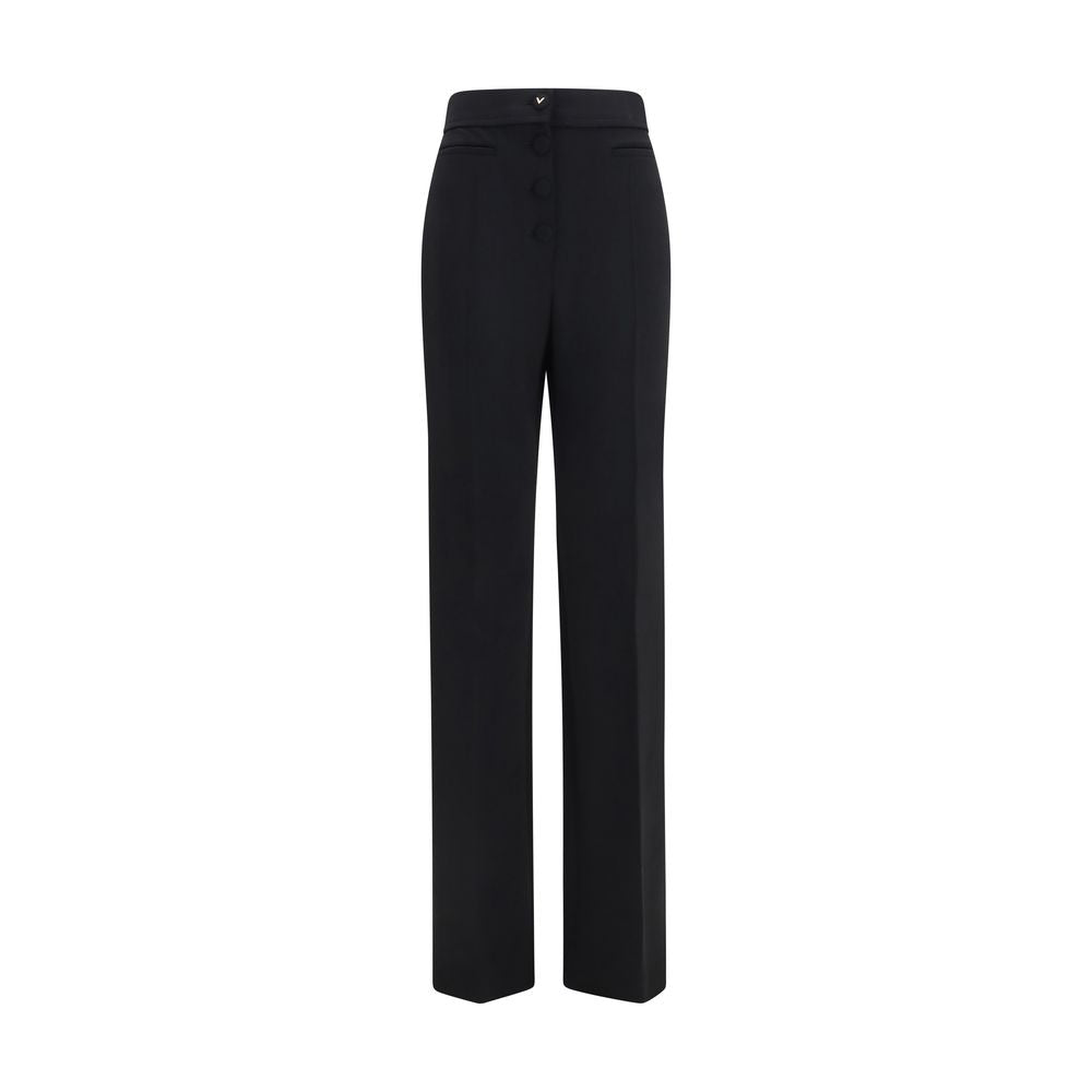 Valentino Garavani Schwarze Wollhose Oves Aries Flared-1