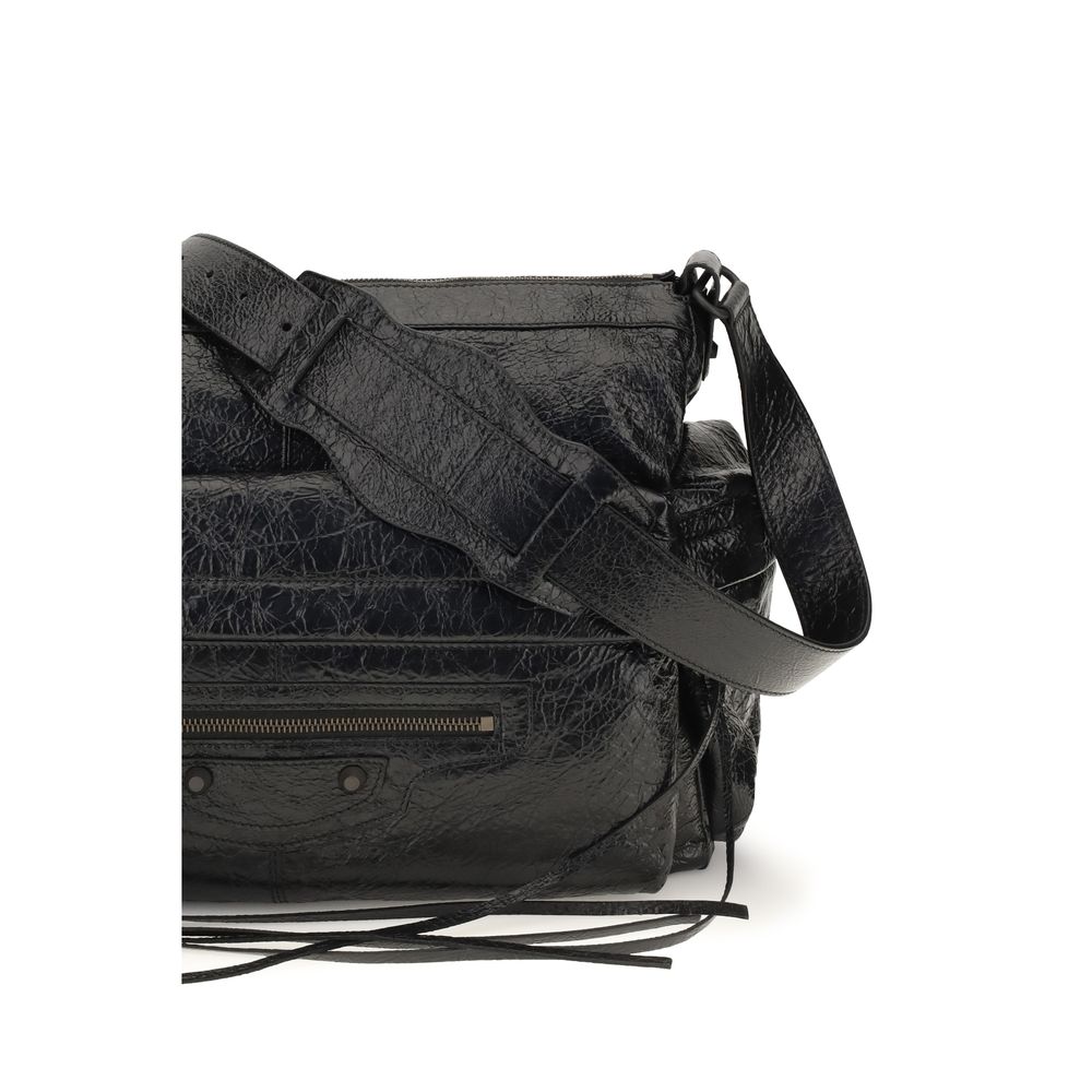 Balenciaga Schwarze Lammleder Schultertasche Ovis Aries Aries-4