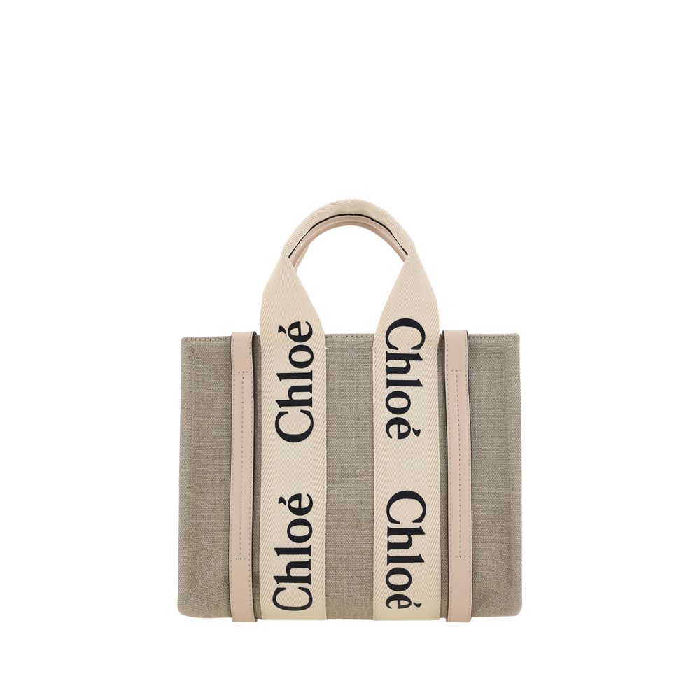 Chloé Braune Leinen Handtasche-1