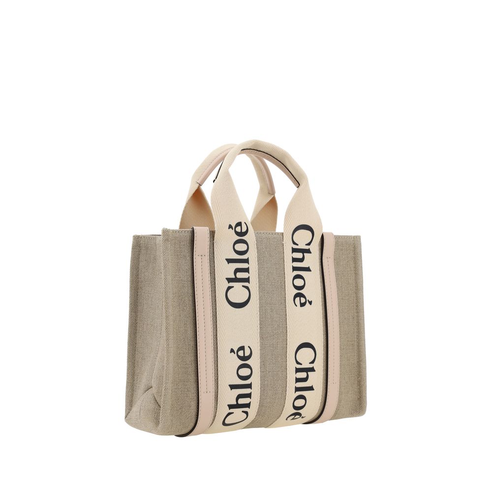Chloé Braune Leinen Handtasche-2