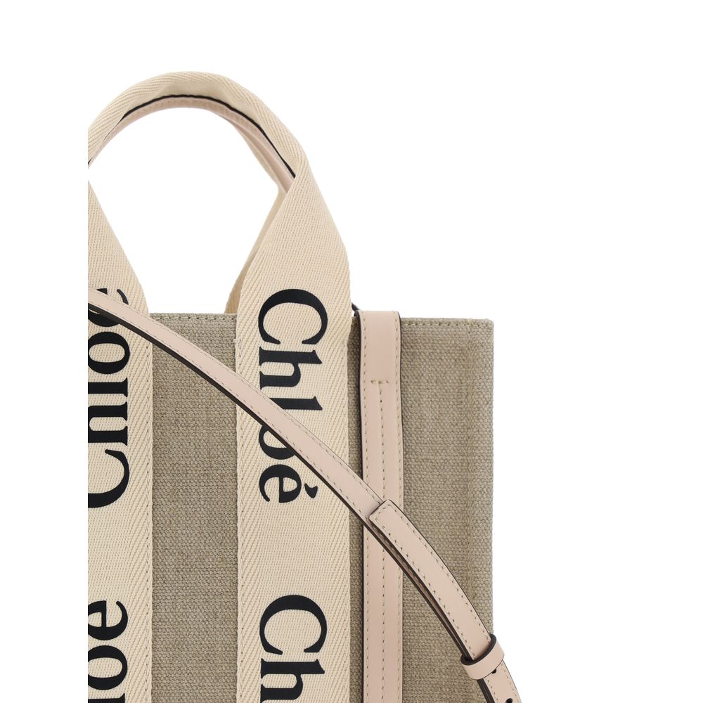 Chloé Braune Leinen Handtasche-4