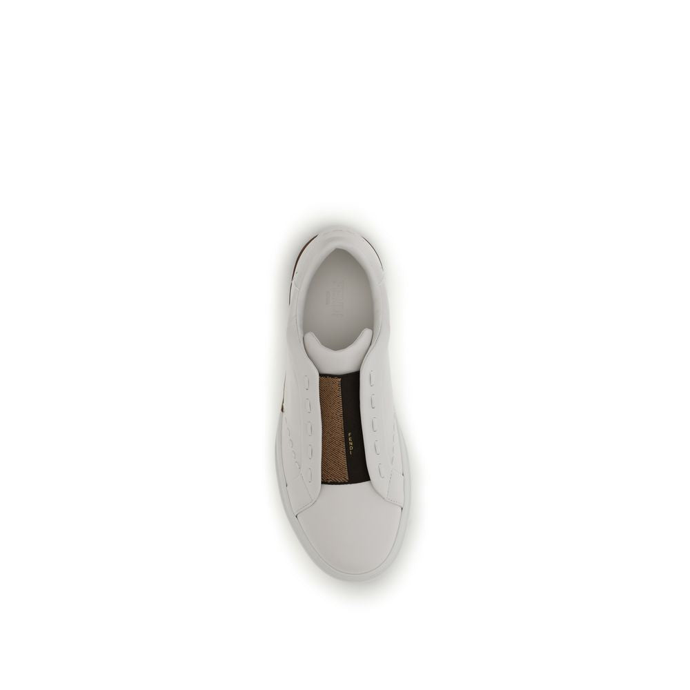 Fendi Weiße Low-Top-Sneaker aus Kalbsleder Bos Taurus-4