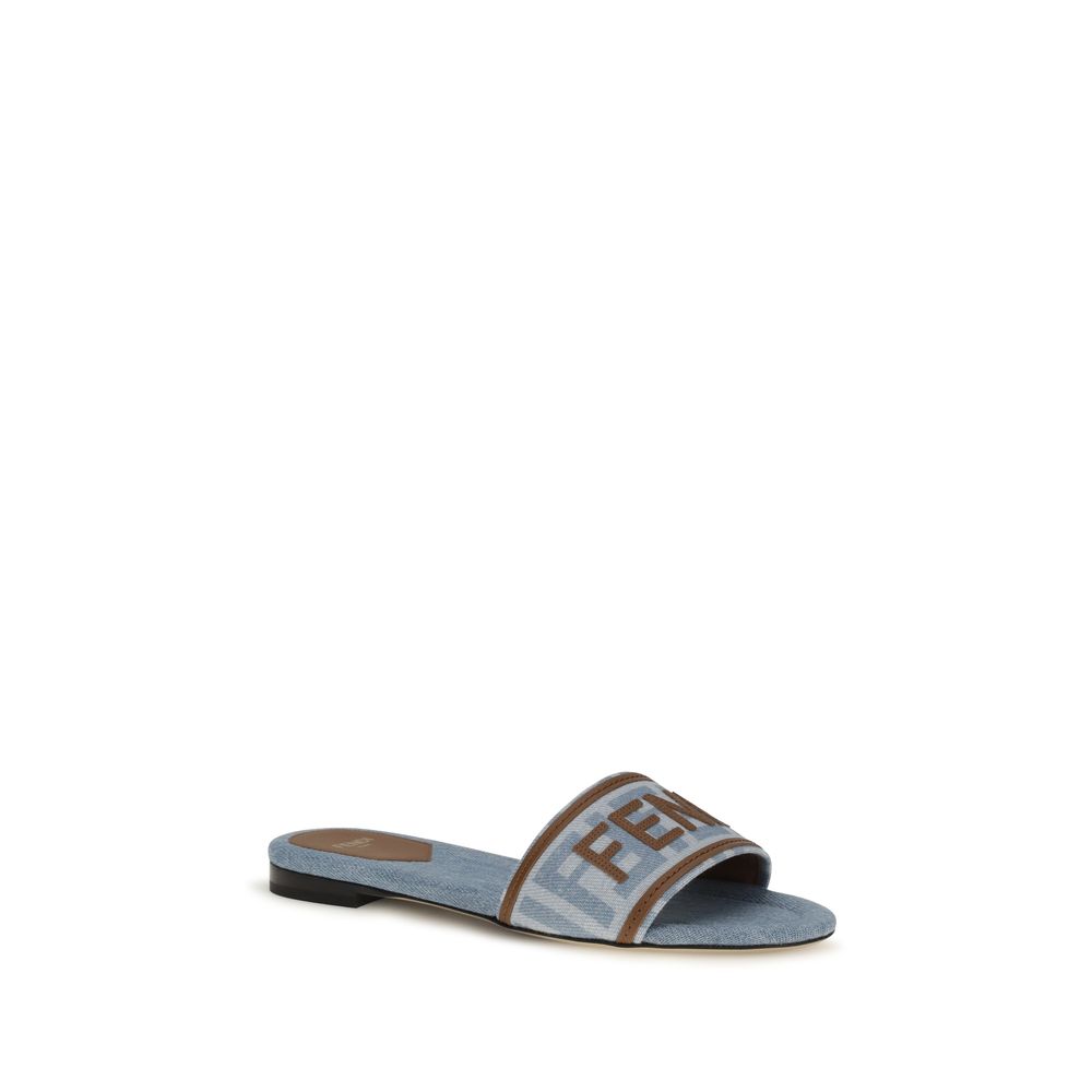 Fendi Blaue Sandalen aus Baumwolle-2