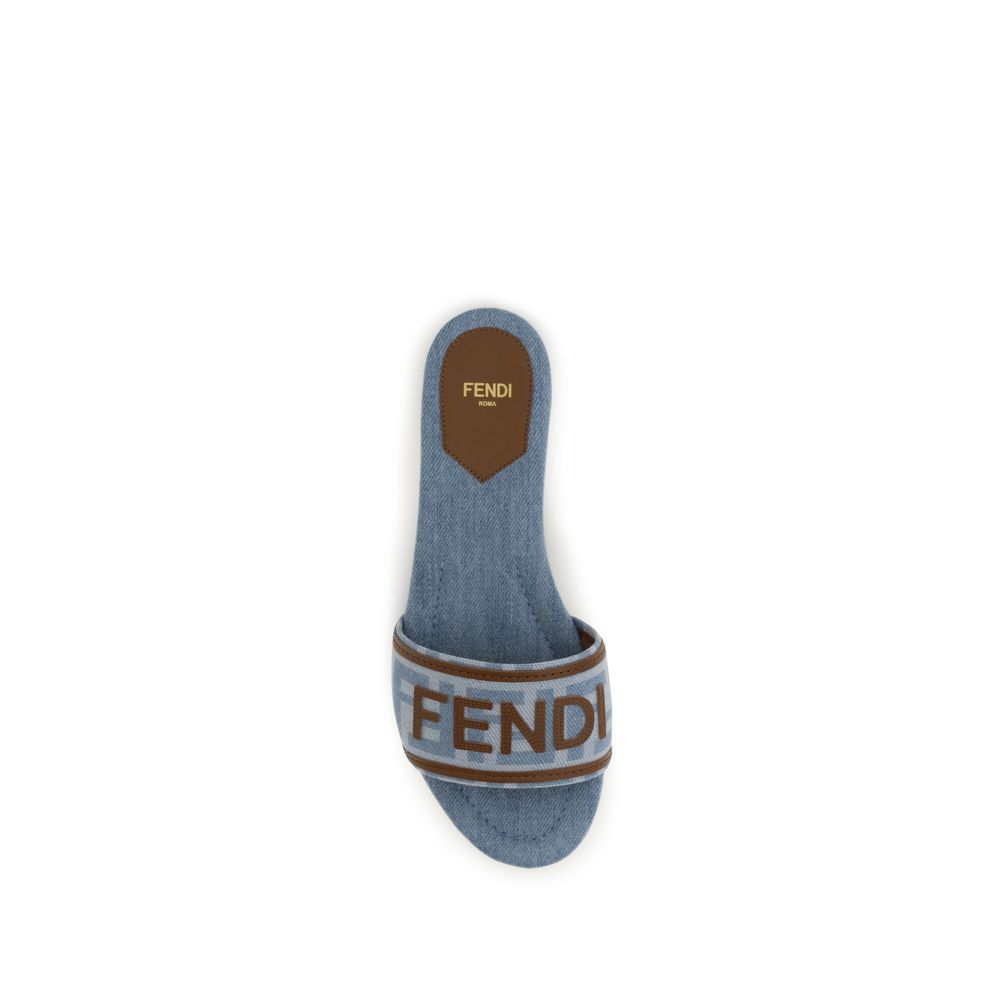 Fendi Blaue Sandalen aus Baumwolle-4