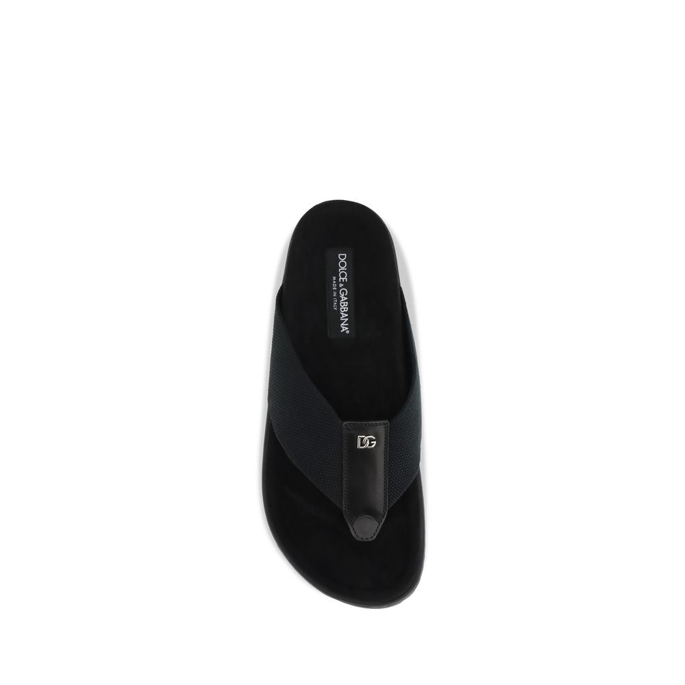 Dolce & Gabbana Schwarze Flip-Flop-Sandalen aus Polyester-4