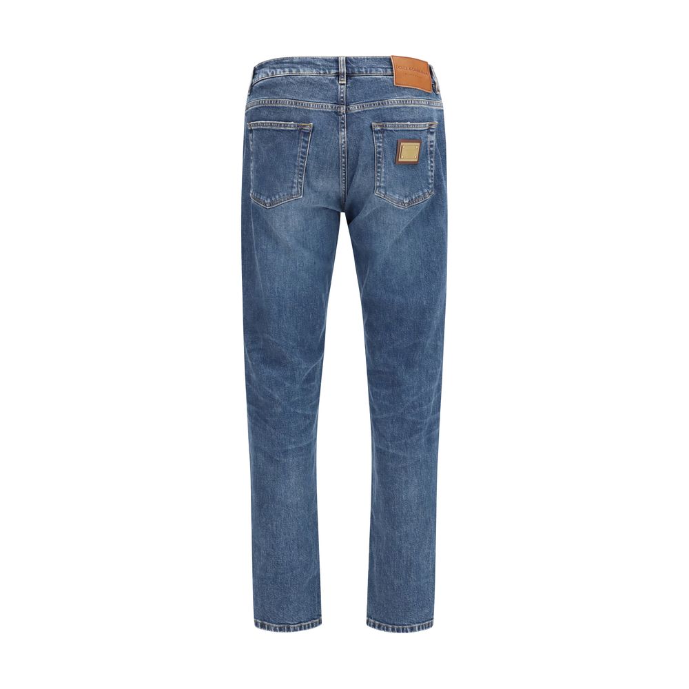 Dolce & Gabbana Blaue Jeans aus Baumwolle im geraden Schnitt-2