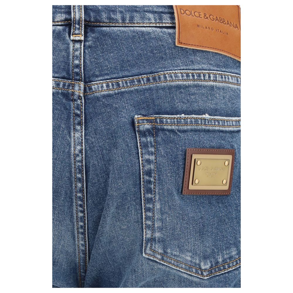Dolce & Gabbana Blaue Jeans aus Baumwolle im geraden Schnitt-3
