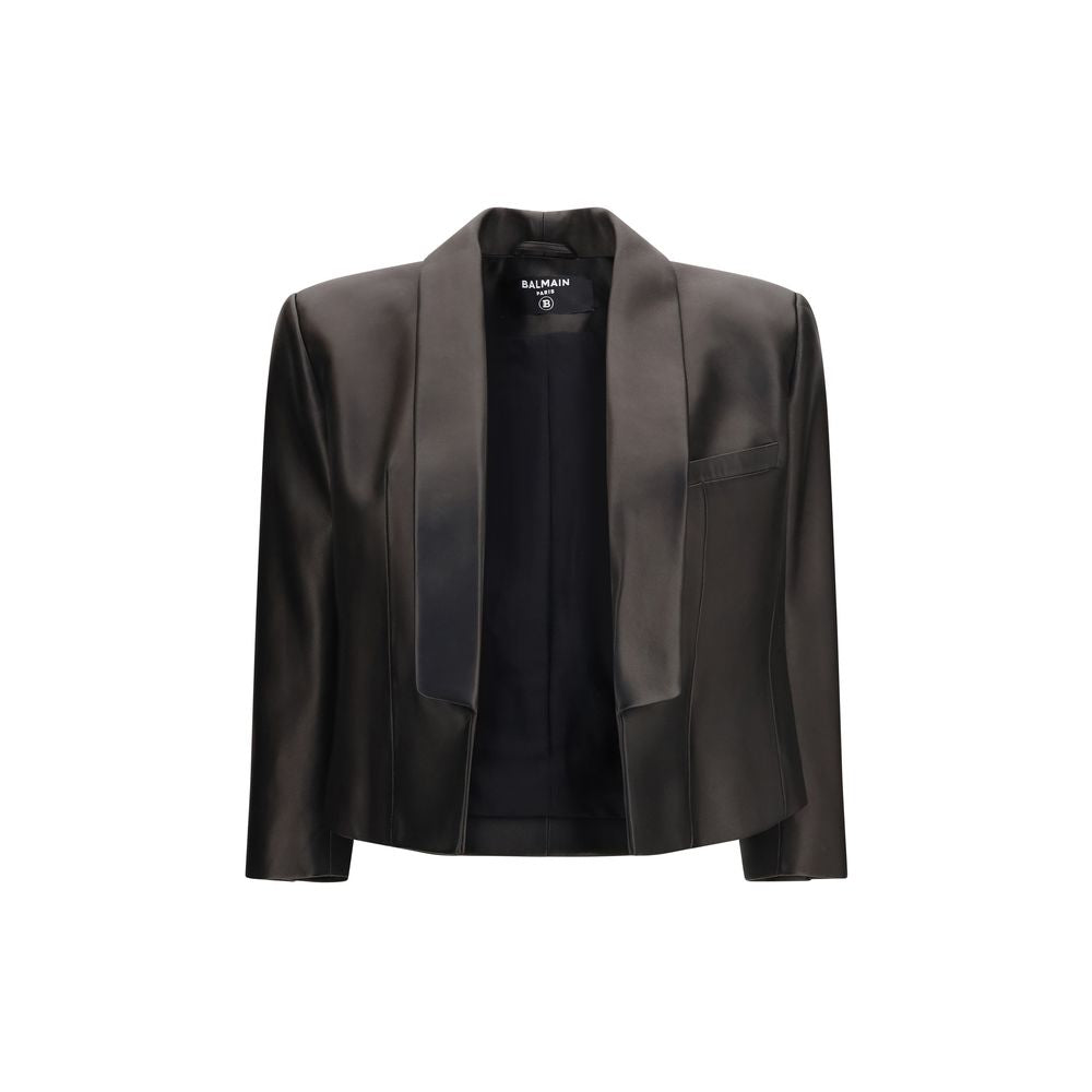 Balmain Schwarze Lederjacke-1