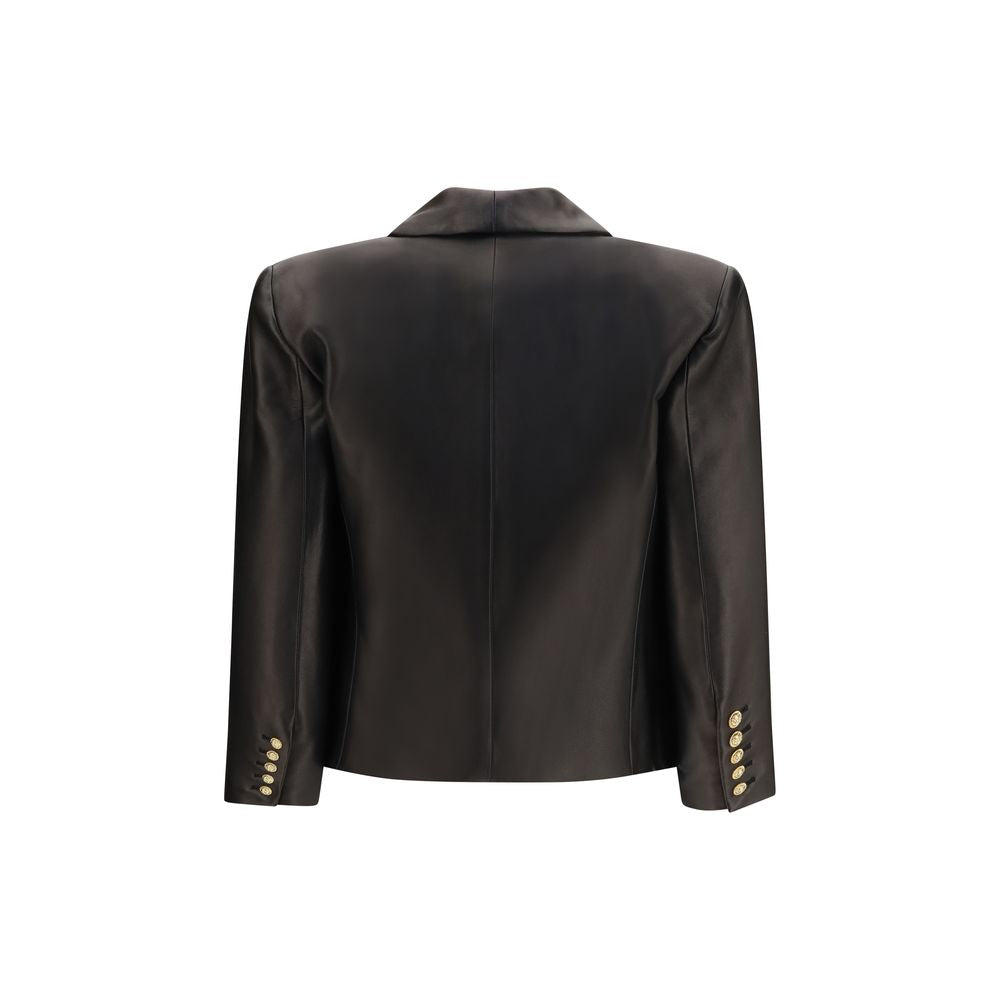 Balmain Schwarze Lederjacke-2