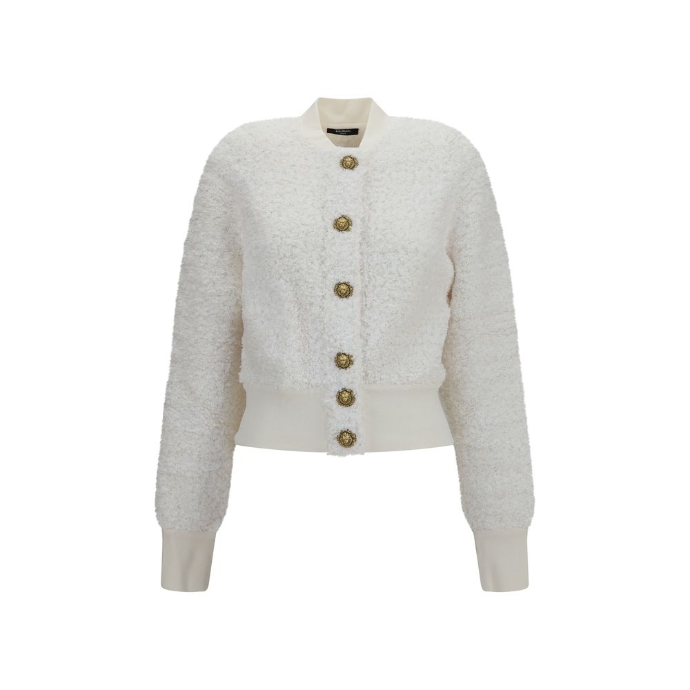 Balmain Weiße Viscose Bomberjacke-1