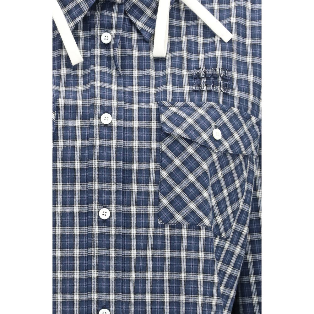 Miu Miu Blaues Baumwollhemd mit Muster-3
