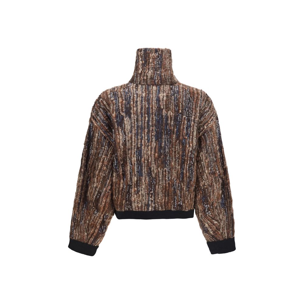 Brunello Cucinelli Brauner Mohair-Mantel in voller Länge-2