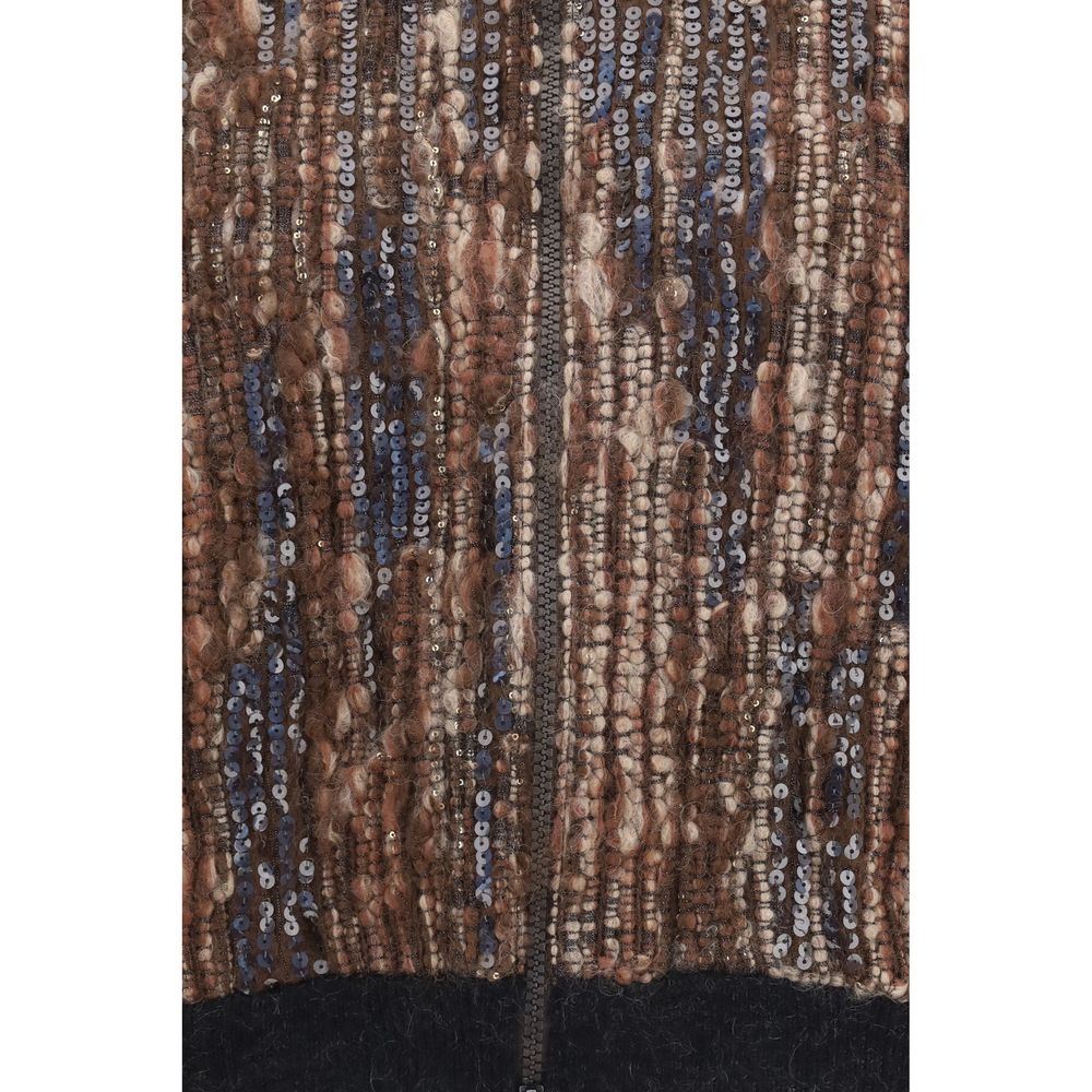Brunello Cucinelli Brauner Mohair-Mantel in voller Länge-3