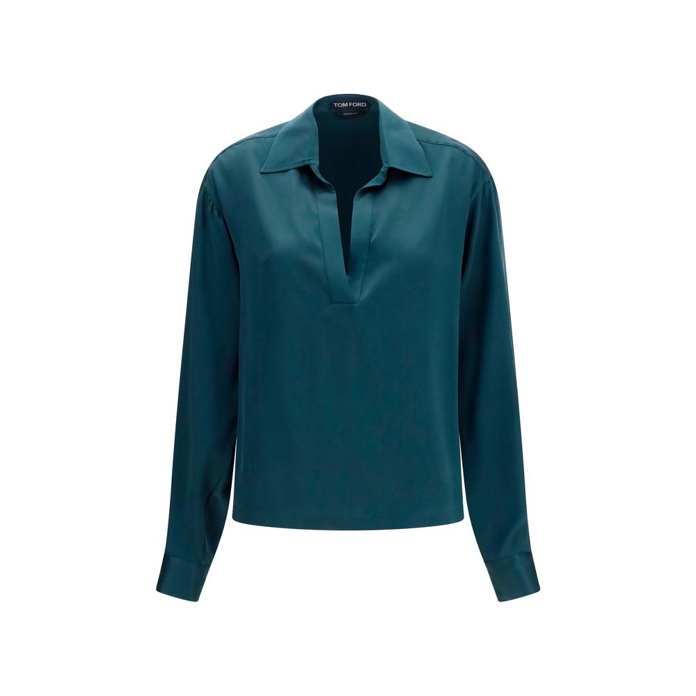 Tom Ford Blaues Seidenhemd-1
