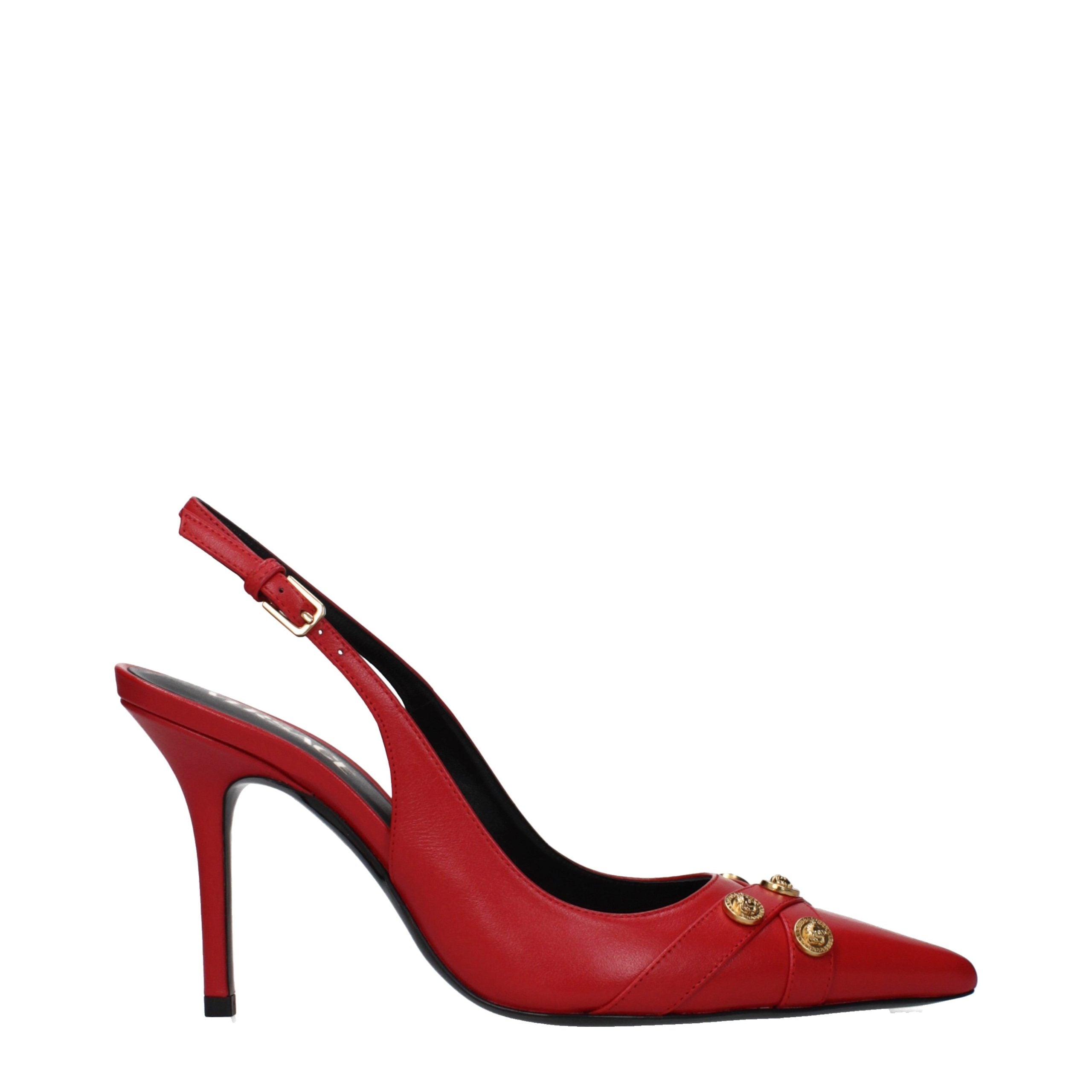 Versace Rote Leder Pumps mit hohem Absatz-1