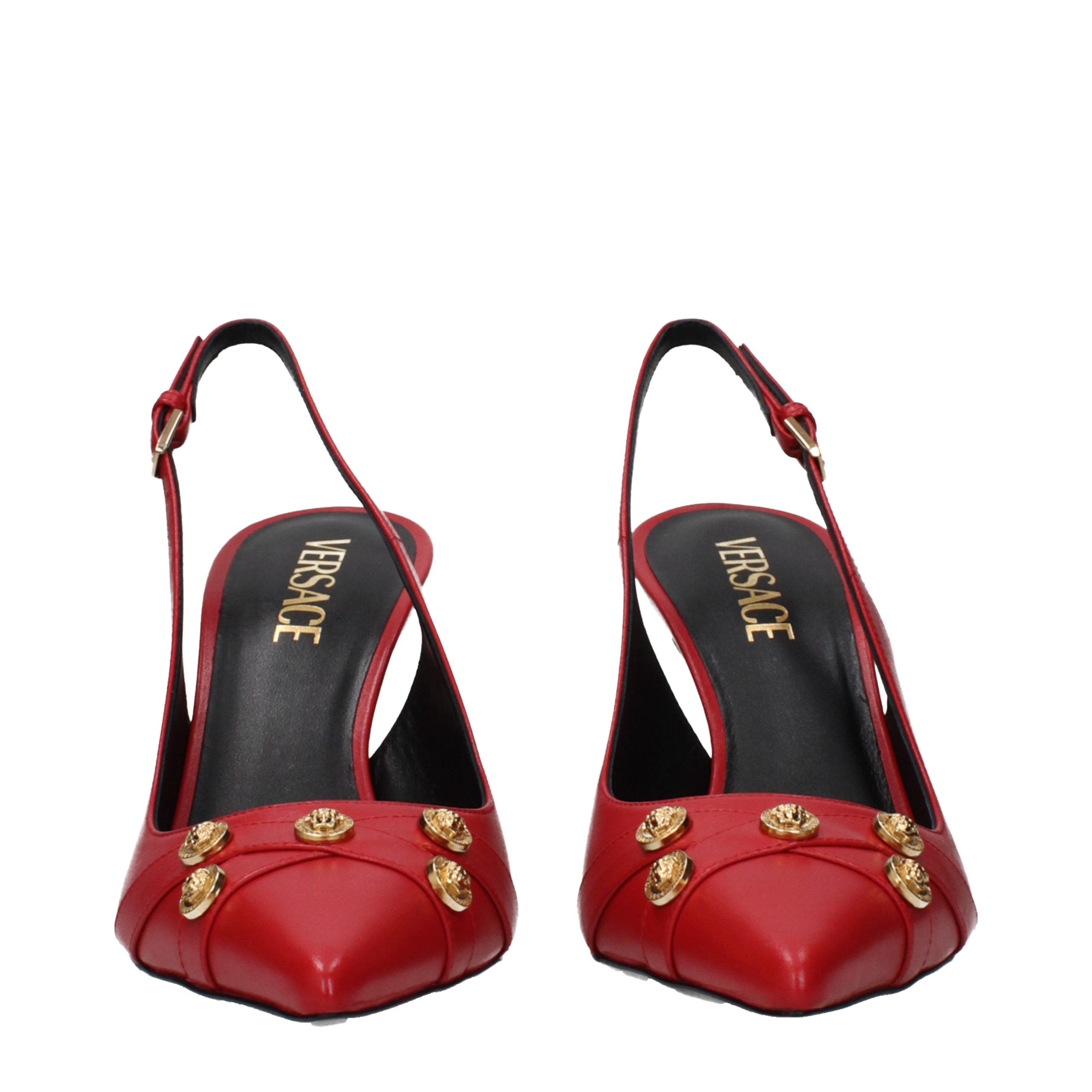 Versace Rote Leder Pumps mit hohem Absatz-3