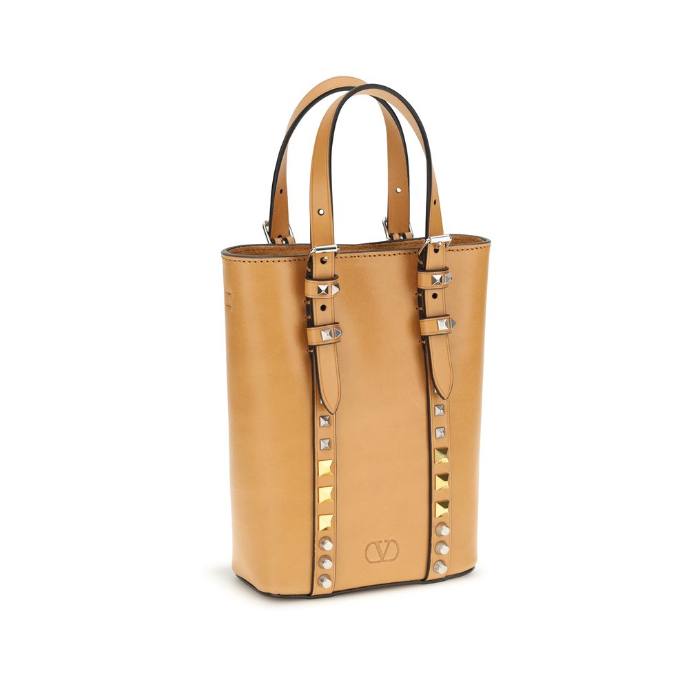 Valentino Garavani Beige Kalbsleder Bos Taurus Schultertasche-2