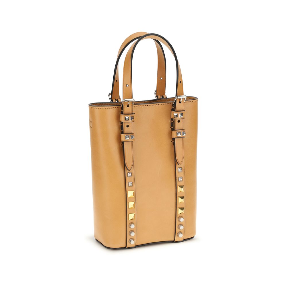 Valentino Garavani Beige Kalbsleder Bos Taurus Schultertasche-3