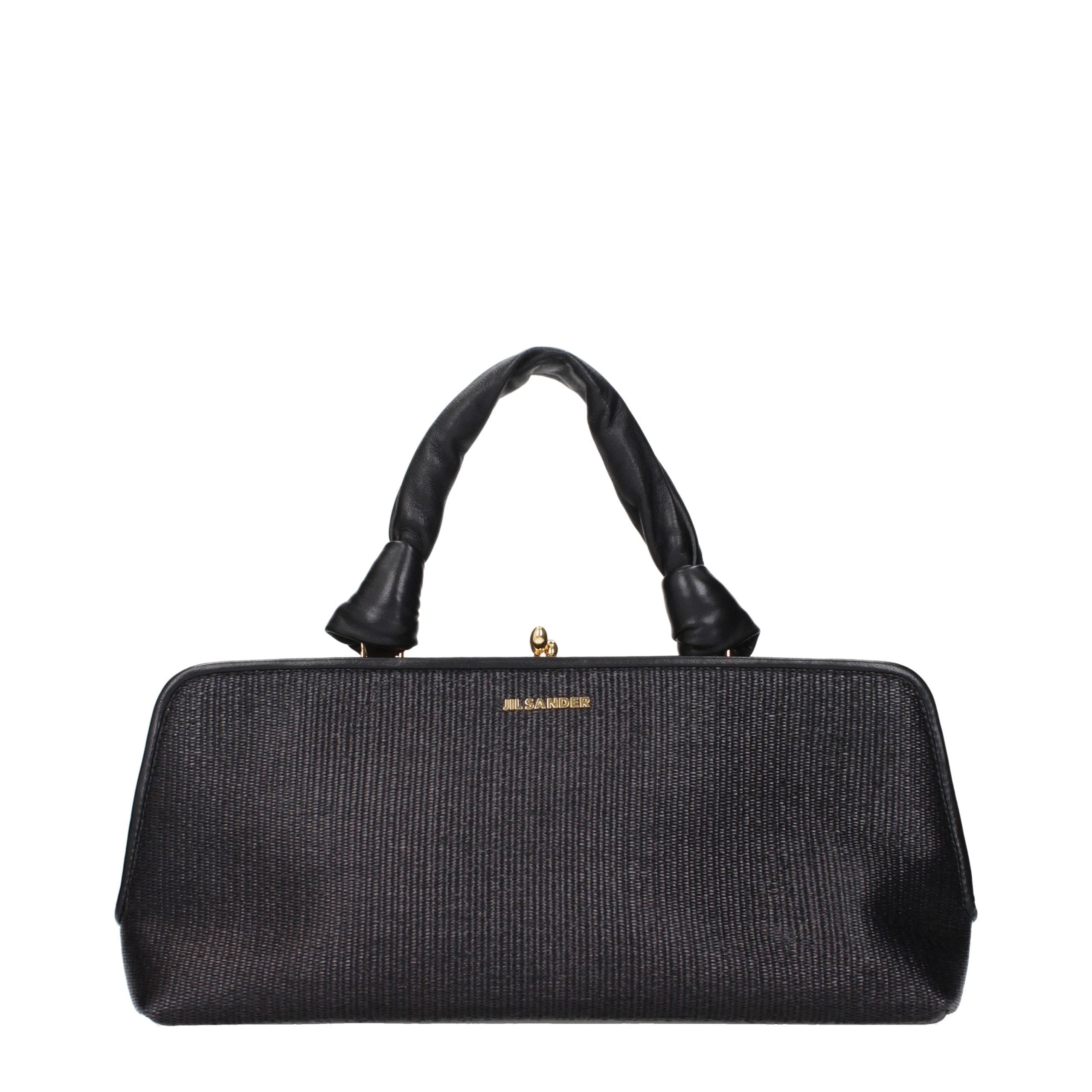 Jil Sander Schwarze Raffia-Handtasche-1