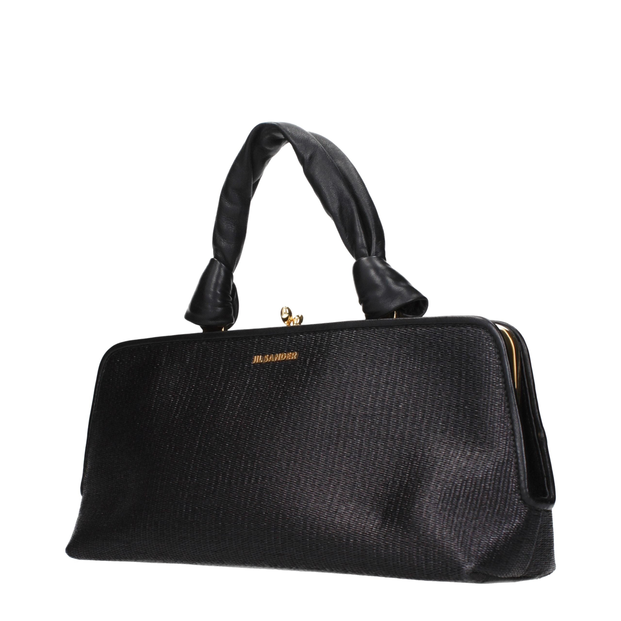 Jil Sander Schwarze Raffia-Handtasche-2