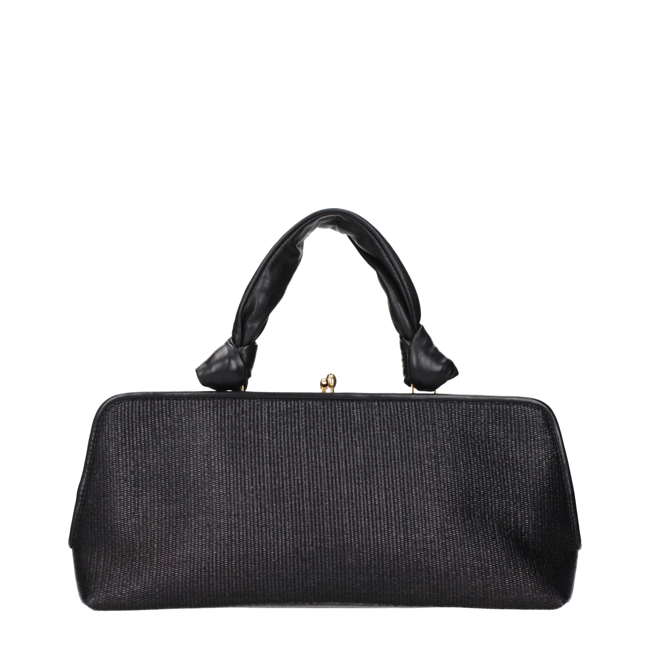 Jil Sander Schwarze Raffia-Handtasche-3