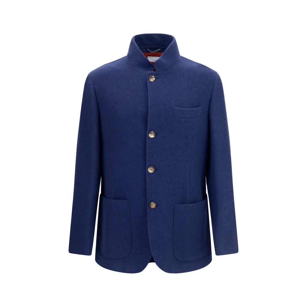 Brunello Cucinelli Blaue Kaschmir-Jacke in voller Länge