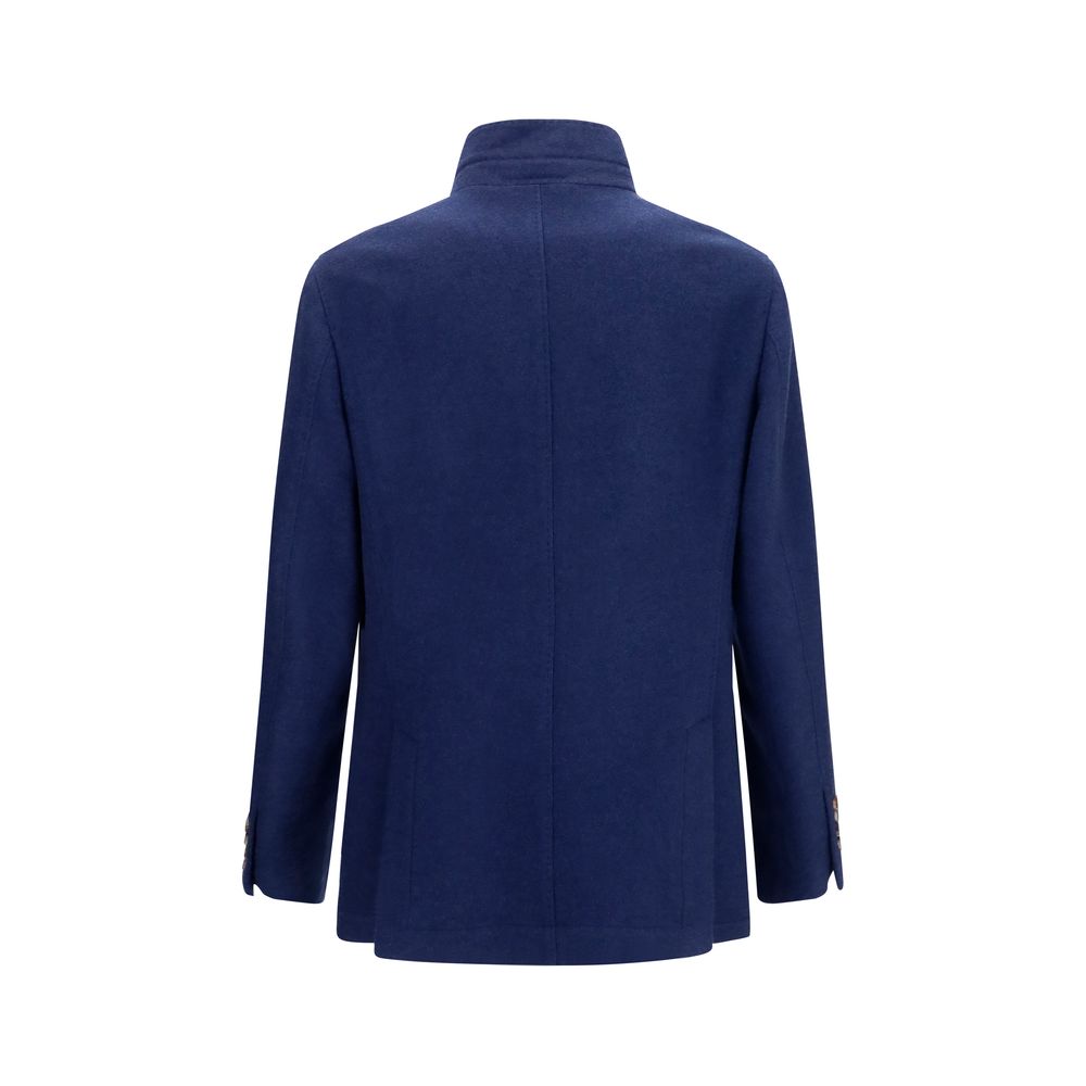 Brunello Cucinelli Blaue Kaschmir-Jacke in voller Länge-2
