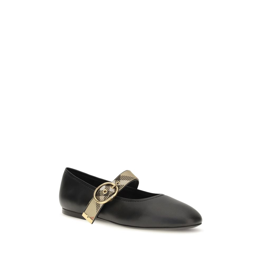 Burberry Schwarze Ballerinas aus Kalbsleder Bos Taurus-2