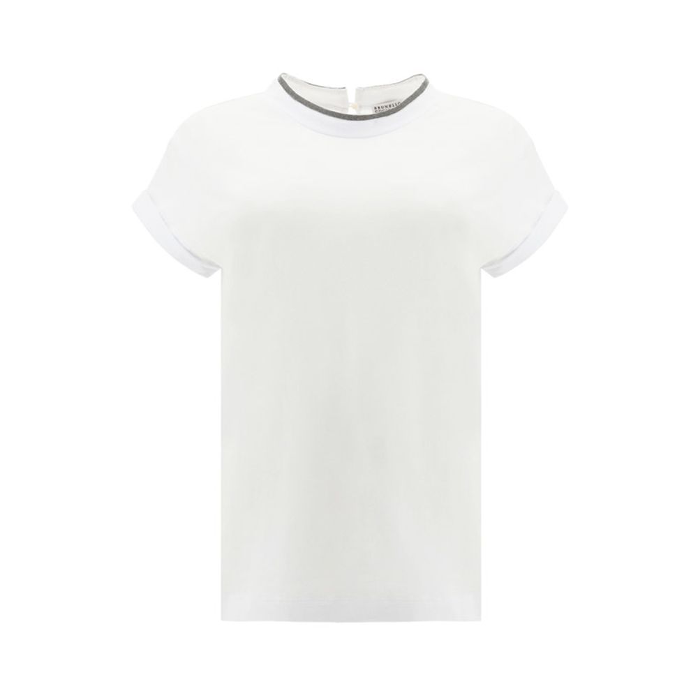 Brunello Cucinelli Weißes T-Shirt aus Elasthan-1