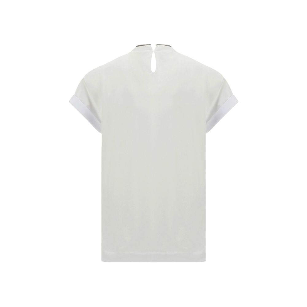 Brunello Cucinelli Weißes T-Shirt aus Elasthan-4