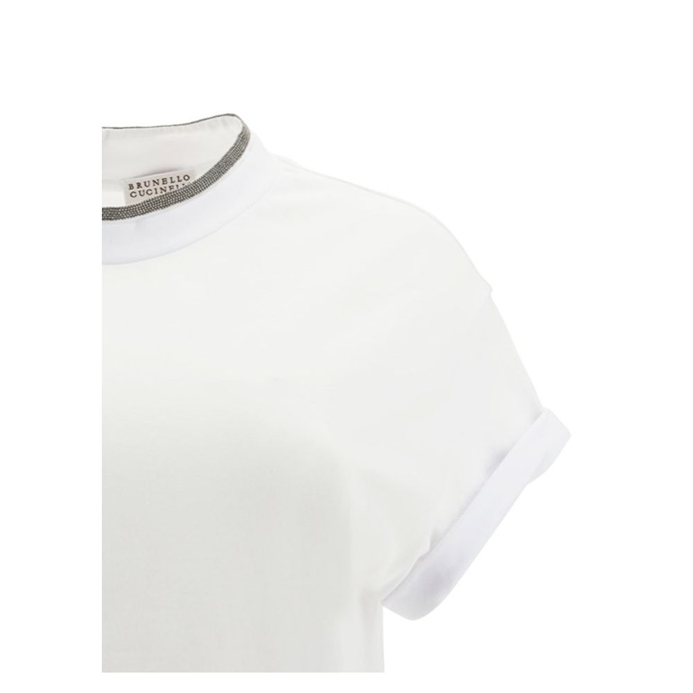 Brunello Cucinelli Weißes T-Shirt aus Elasthan-5