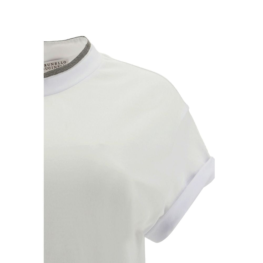 Brunello Cucinelli Weißes T-Shirt aus Elasthan-6
